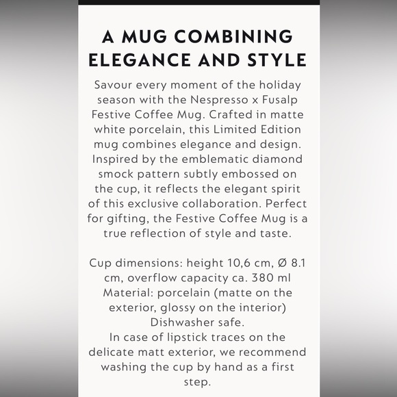 Ships tomorrow! Nespresso Fusalp Festive Coffee Mug Limited Edition - Picture 3 of 3
